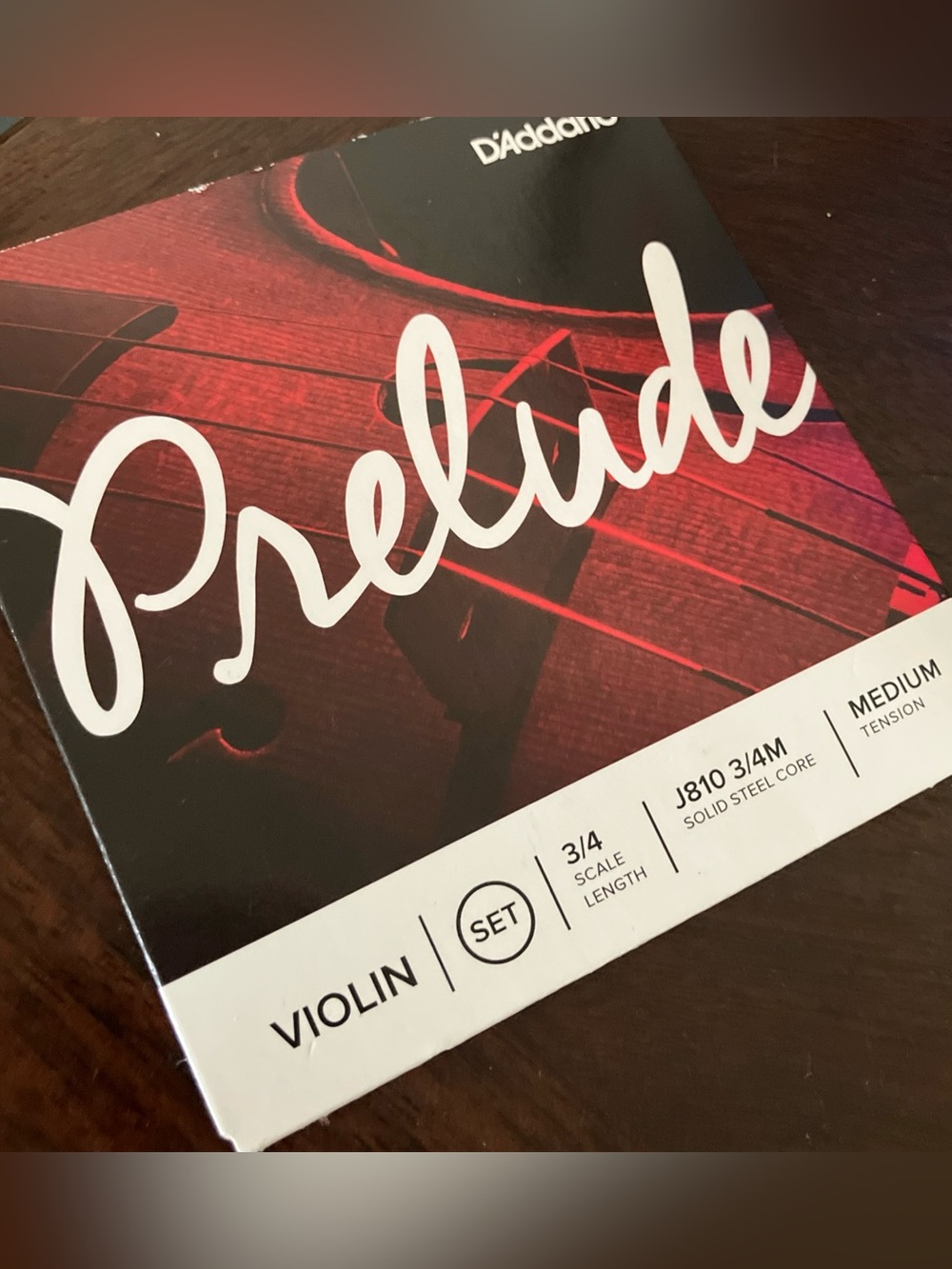 D'Addario J810 3/4M Prelude Violin String Set, 3/4 Scale, Medium Tension